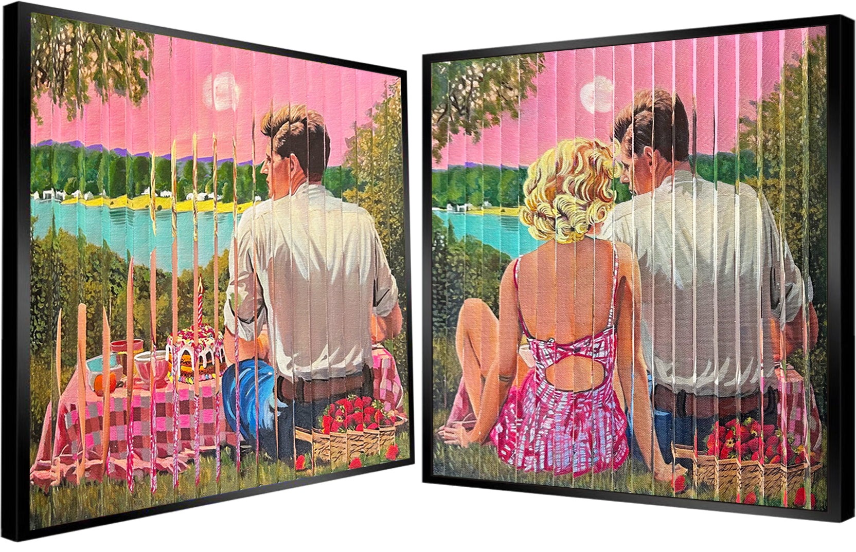 Original Handecular art by Hande Ugur depicting JFK and Marilyn Monroe, a kinetic artwork that shifts with perspective.