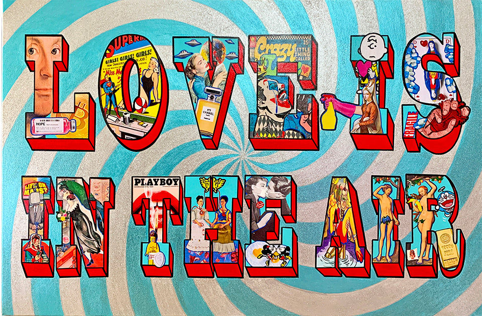 Love Is in the Air by Hande Ugur, acrylic and mixed media on canvas, 100 × 150 cm